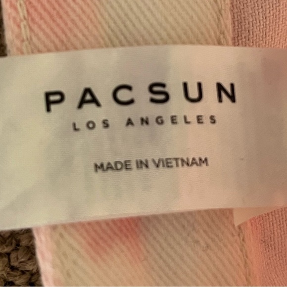 NWOT PacSun High Rise Festival pink white tie dye cut off shorts 25 - Picture 9 of 11